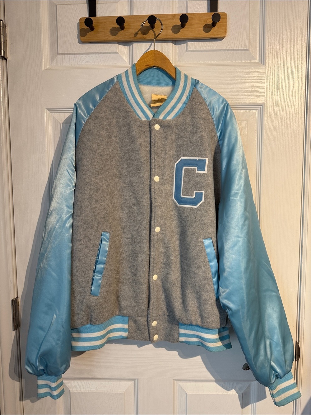 Chalk Line Vintage “ Carolina”  Light Blue & Gray Bomer Jacket - 90s - Y2